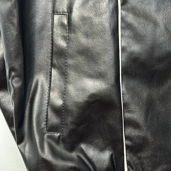 Jiechaofang Black with White Piping Faux Leather Jacket in Size XL - Picture 8 of 15
